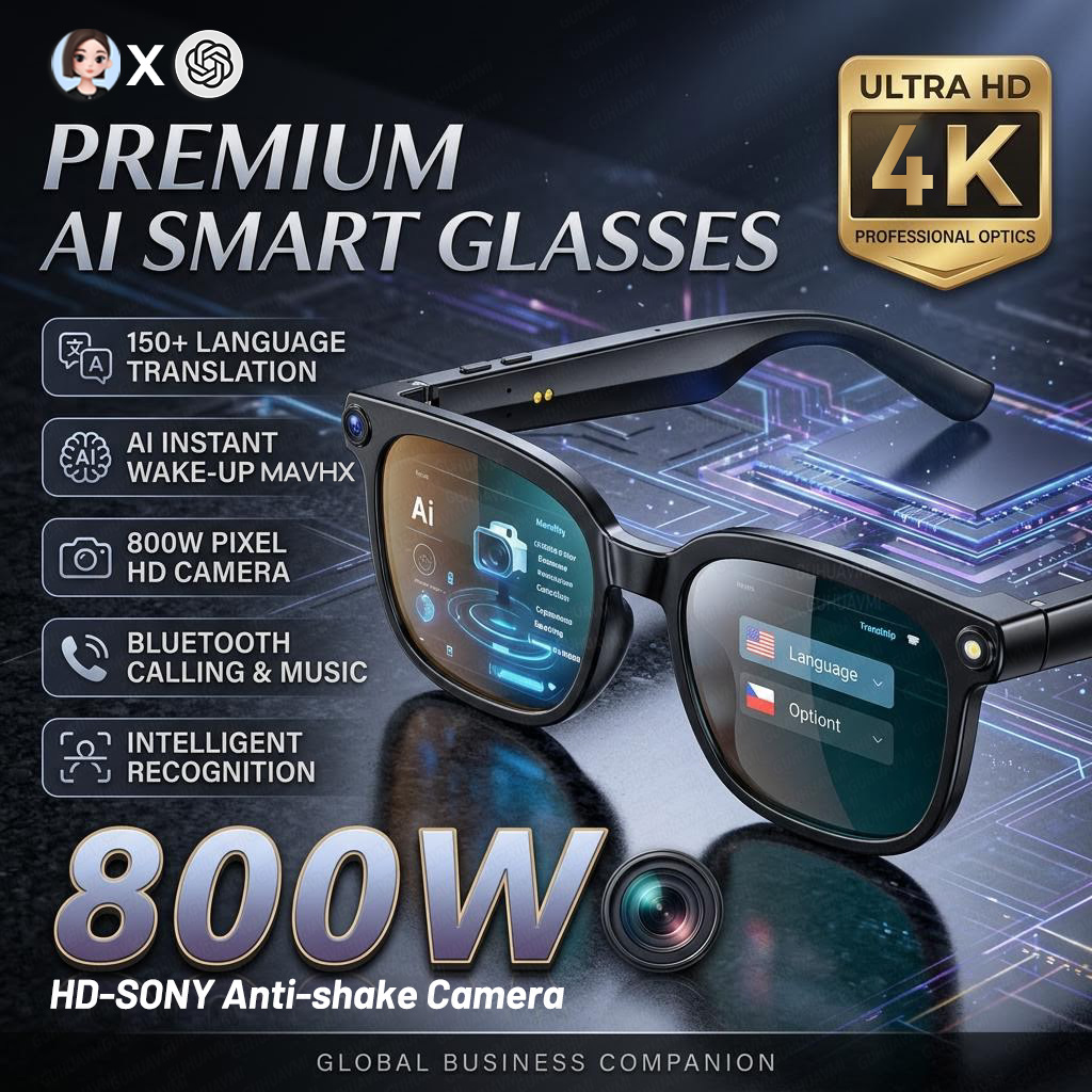Smart Glasses Ar - Lunettes Intelligentes 4K 8MP 2026 pour